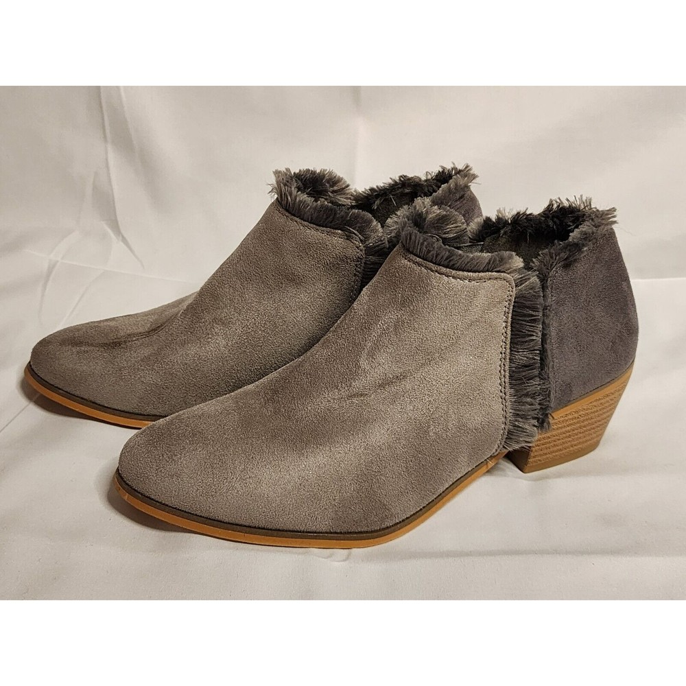 JOURNEY COLLECTION JC Womens 2Tone Fringed Ankle Block Heel MOXIE  Boots Sz 7.5